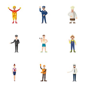 Occupation icons set. Cartoon illustration of 9 occupation vector icons for web