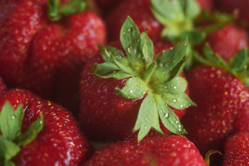 bright and juicy strawberries, the texture of the berries