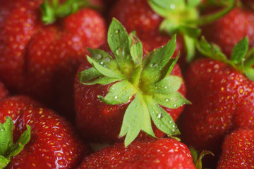 bright and juicy strawberries, the texture of the berries
