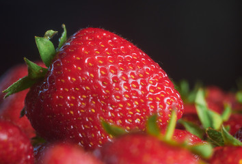 bright and juicy strawberries, the texture of the berries