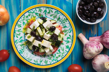 Greek salad with feta cheese