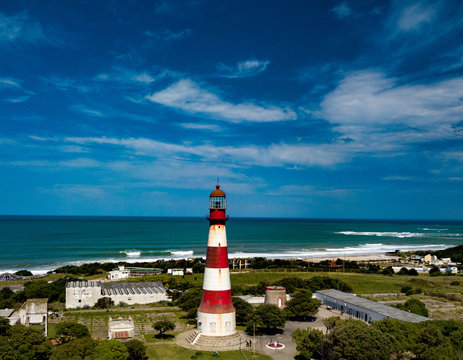 Mar del Plata lighthouse drone photo Mar del Plata Buenos Aires Argentina.  Beautiful picture of Argentina.  