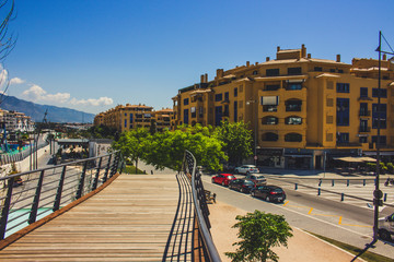 Fototapeta na wymiar Boulevard San Pedro de Alcantara. Promenade in the city of San Pedro de Alcantara, Marbella. Malaga Province, Andalusia, Spain. Picture taken – 22 may 2018.