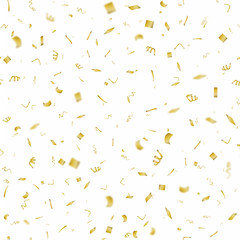Seamless pattern with falling shiny fold confetti. Vector