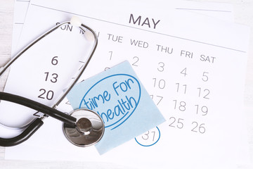 Calendar and stethoscope.