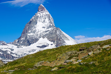 Close up Matterhorn East face and Hill side in Swiss.