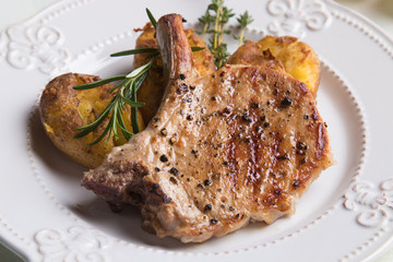 Perfect pork loin chop steak