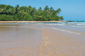 The isolated paradise beach with sunny day