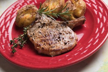Perfect pork loin chop steak