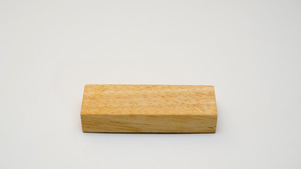 wooden board on white background closeup