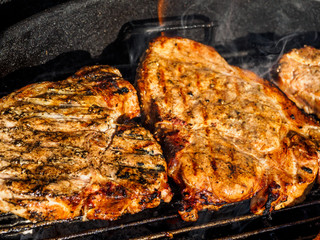 Meat on barbecue