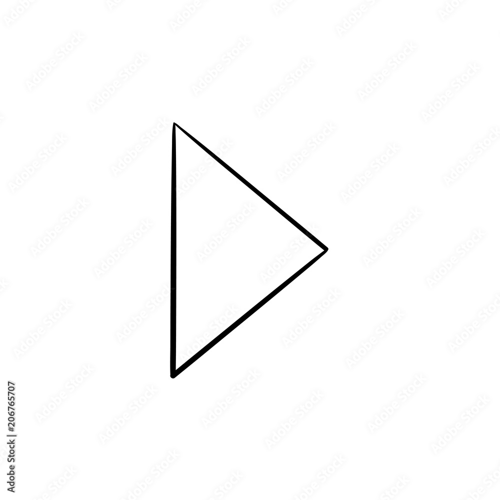 Sticker Play button hand drawn outline doodle icon. Start playing media control concept vector sketch illustration for print, web, mobile and infographics isolated on white background.