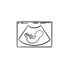 Fetal ultrasound hand drawn outline doodle icon. Pregnancy sonogram of a fetus in womb vector sketch illustration for print, web, mobile and infographics isolated on white background.