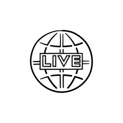 Live TV hand drawn outline doodle icon. Live broadcasting, breaking news and television concept vector sketch illustration for print, web, mobile and infographics isolated on white background.