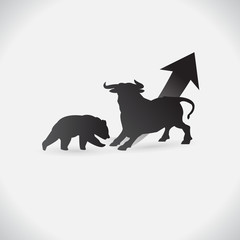 Bull and bear shapes that look like made of charts. on white background. vector. Illustration. logo. symbol. abstract. design. Animals. logo. The growing Business market