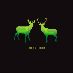 deers logo green. on black background. vector. Illustration. logo. symbol. abstract. design. Animals.