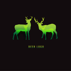 deers logo green. on black background. vector. Illustration. logo. symbol. abstract. design. Animals.