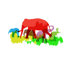 elephant logo. on black background. vector. Illustration. logo. symbol. abstract. design. Animals. landscape