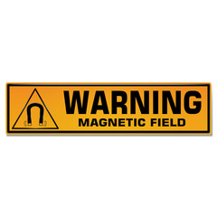 Vector and illustration graphic style,Magnetic Field Hazard symbol,Yellow rectangle Warning Dangerous icon on white background,Attracting attention Security First sign,Idea for presentation EPS10.