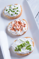 Sour cream spread with home made bread