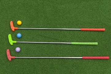 Three Mini Golf Putters