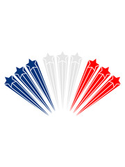 stolz sterne fliegen sternschnuppe 3 farben frankreich nation blau weiß rot flagge design logo cool