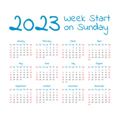 Simple 2023 year calendar