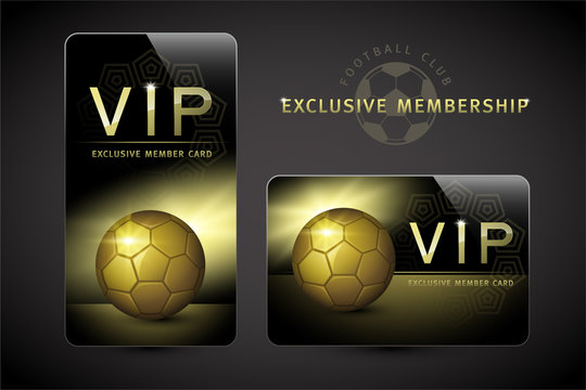 Membership, Member Club, Football Club, Soccer, Gold, Platinum, Exclusive, Luxury, Celebrity, First Class, VIP Member Card Design, Vector, Illustration