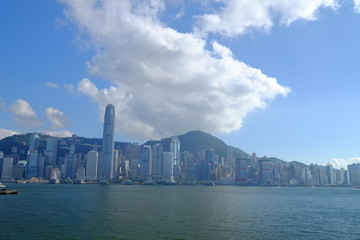 Obraz premium Hong Kong Harbor view in a sunny day