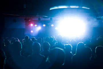 Fototapeta na wymiar silhouettes of concert crowd