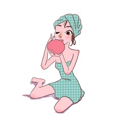 鏡を見る女の子 /  美容サイトに使える素材