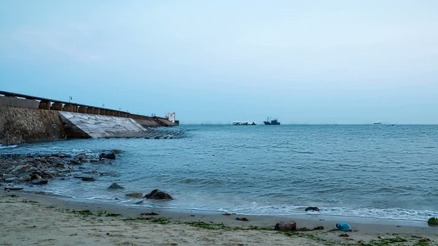 Embankment in the sea, Beihai City, China(Time-lapse photography)