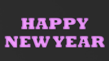 Purple Happy New Year words cut in black paper