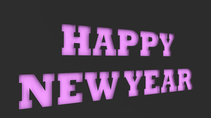 Purple Happy New Year words cut in black paper