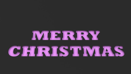 Fototapeta na wymiar Purple Merry Christmas words cut in black paper