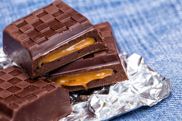 Chocolate tile on jeans