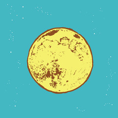 Obraz premium Moon hand drawn with starry. Background night sky. Lunar design in doodle style.