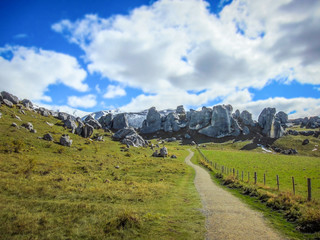 The Castle hill, South Island of New Zealand on cloudy day