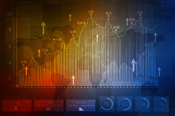 2d rendering Stock market online business concept. business Graph
