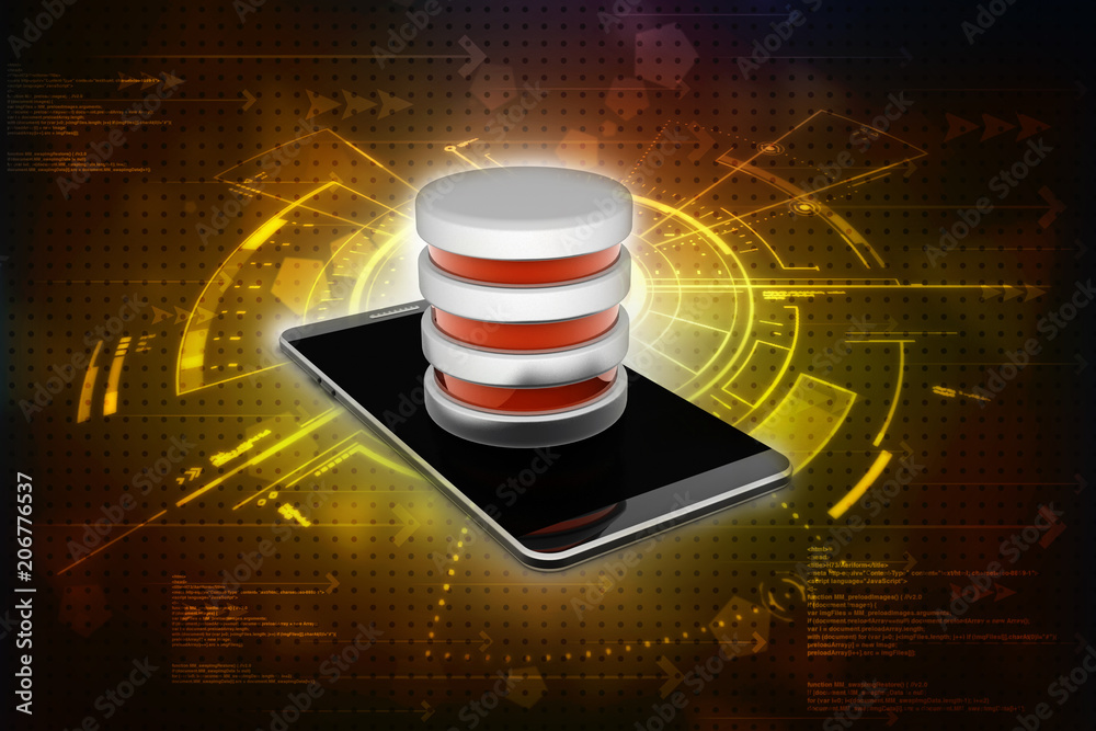 Poster 3d rendering database with mobile