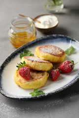 Breakfast pancakes with cream