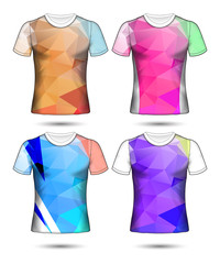 t-shirt templates abstract geometric collection of different colors polygonal mosaic