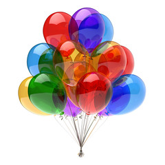 Colorful balloons celebrate decoration multicolor. 3d illustration