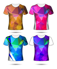 t-shirt templates abstract geometric collection of different colors polygonal mosaic