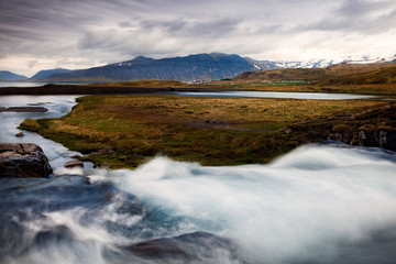 Fototapeta na wymiar Kirkjufellsfoss waterfall closeup Iceland