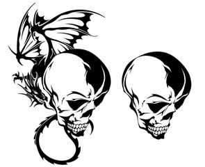 スカルとドラゴンのイラスト,