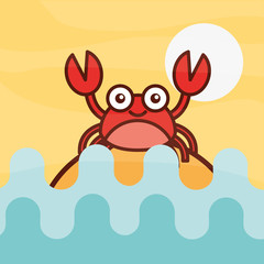 crab crustacean sea life cartoon ocean vector illustration