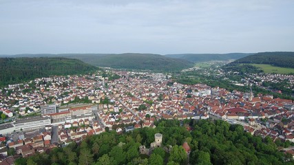 Fototapeta na wymiar Rine Honberg in Tuttlingen in Süddeutschland in Europa aufgenommen mit einer Drone