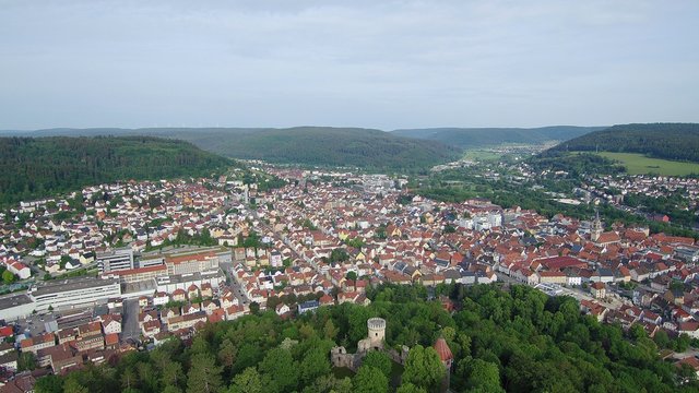 Rine Honberg in Tuttlingen in S&uuml;ddeutschland in Europa aufgenommen mit einer Drone