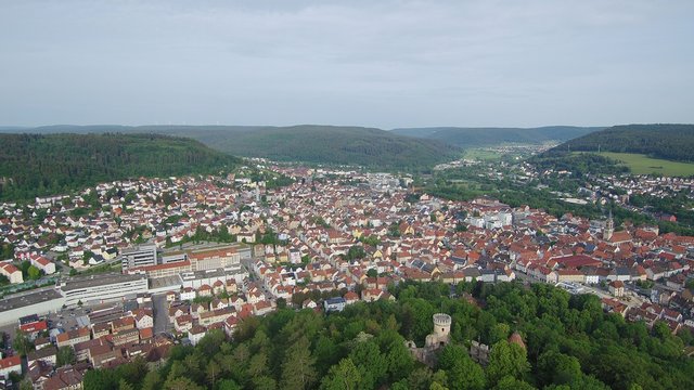 Rine Honberg in Tuttlingen in S&uuml;ddeutschland in Europa aufgenommen mit einer Drone